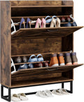 Shoe Cabinet with 2 Flip Drawers, Hidden Shoe Storage Cabinet for Entryway, Narrow Shoe Rack, Freestanding Slim Shoe