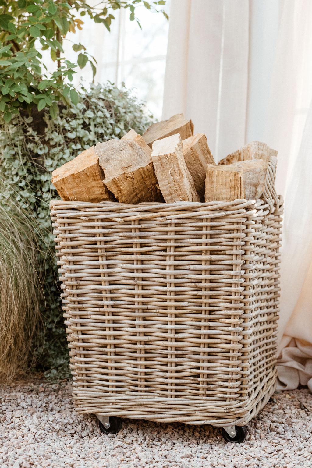 Rattan Rolling Storage Basket – Kubu Grey