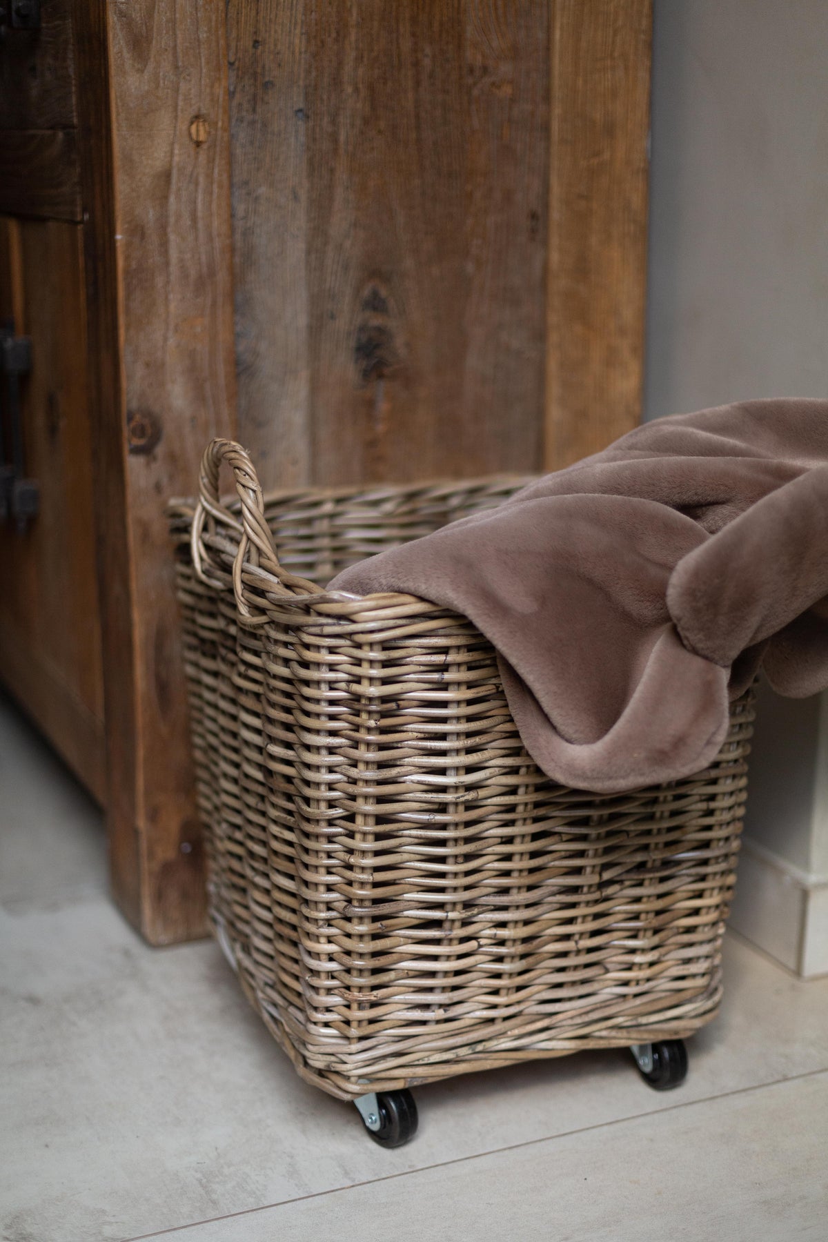 Rattan Rolling Storage Basket – Kubu Grey