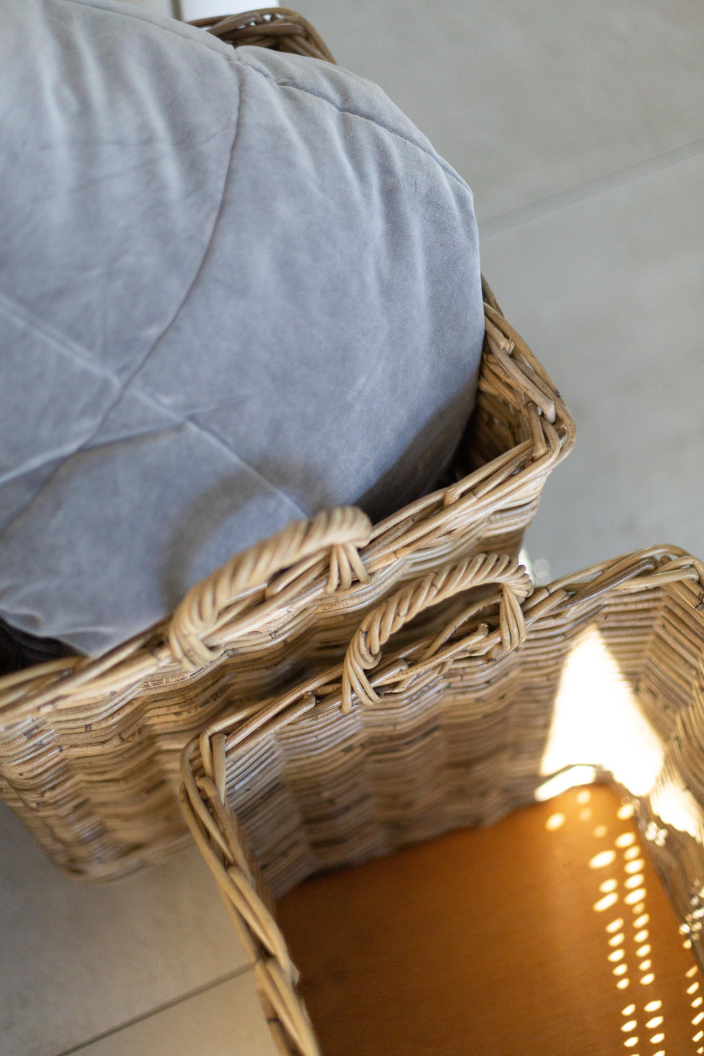 Rattan Rolling Storage Basket – Kubu Grey