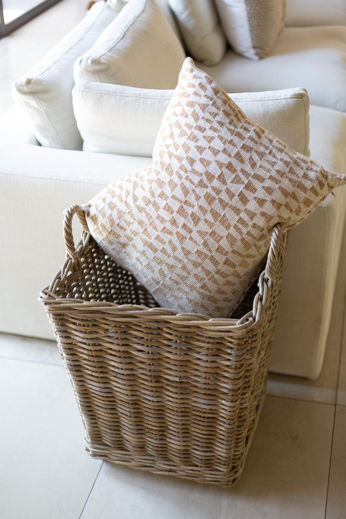 Rattan Rolling Storage Basket – Kubu Grey