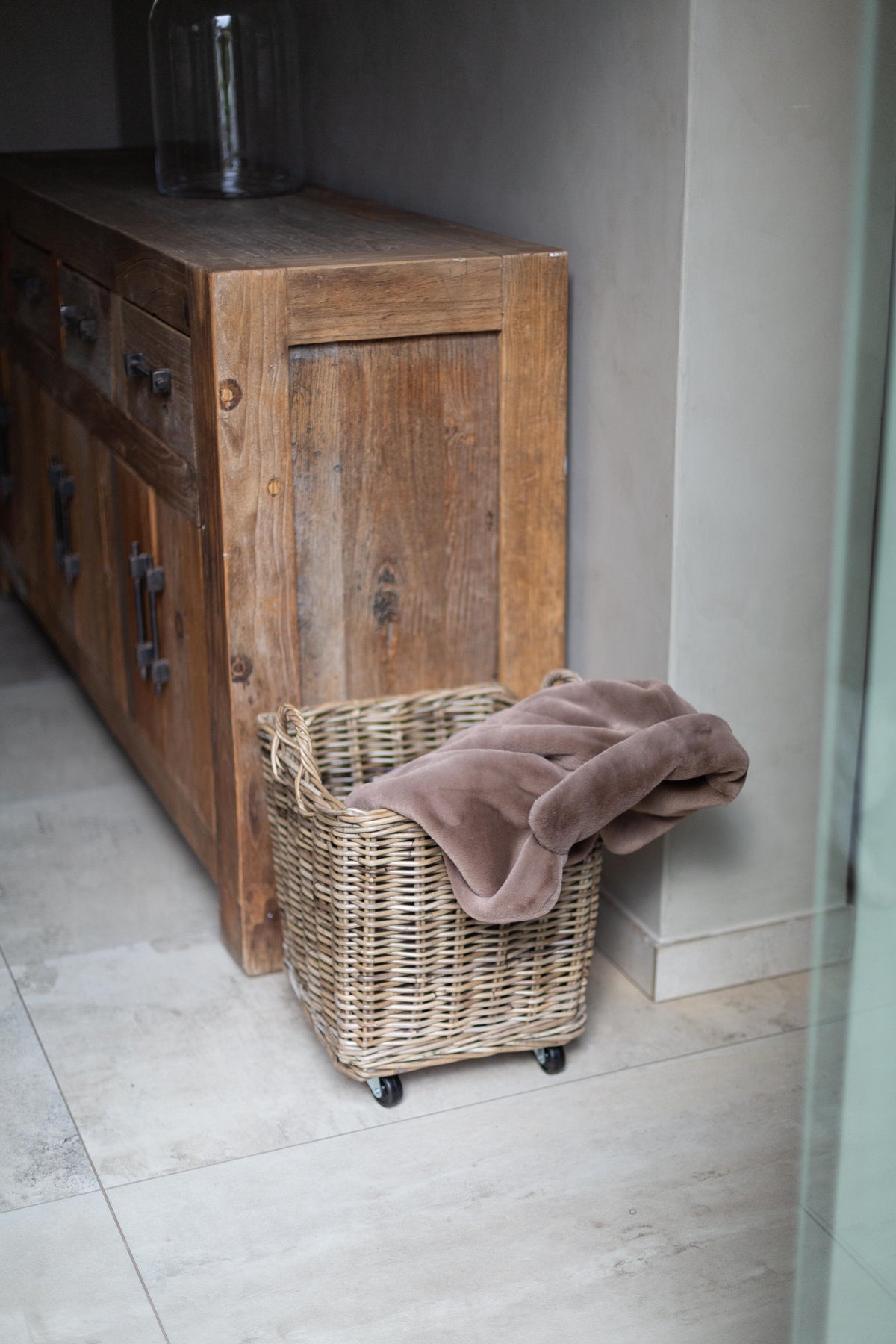 Rattan Rolling Storage Basket – Kubu Grey