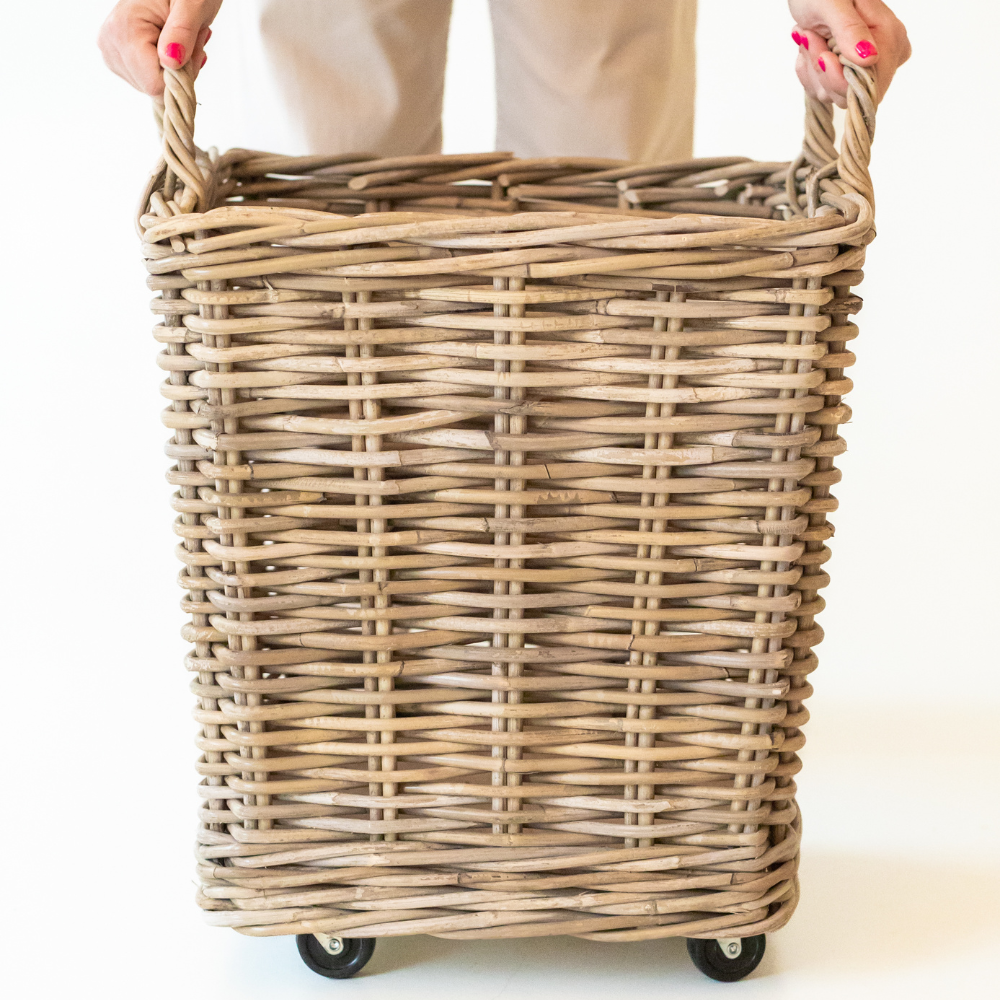 Rattan Rolling Storage Basket – Kubu Grey
