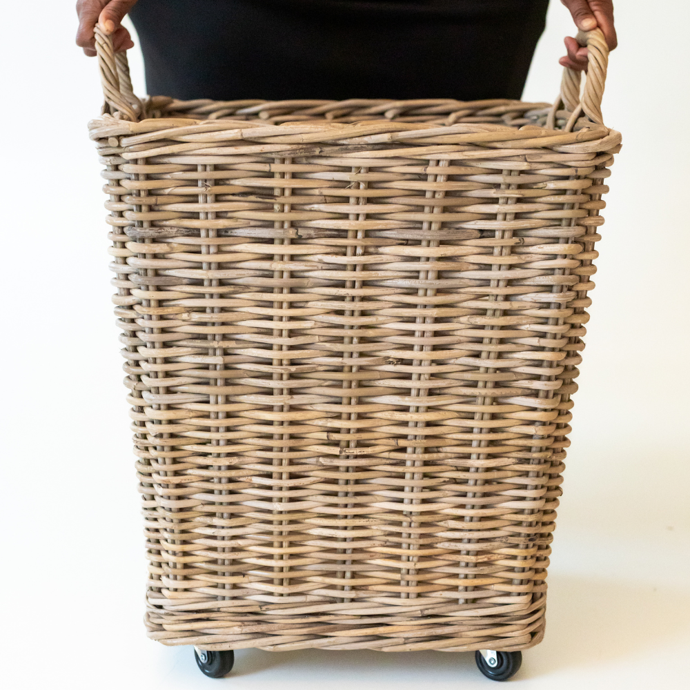 Rattan Rolling Storage Basket – Kubu Grey
