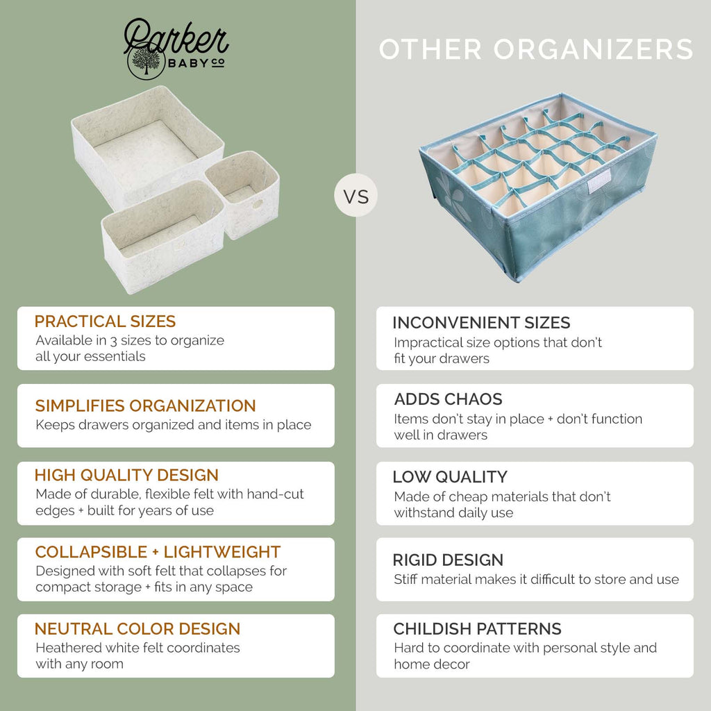 Felt Drawer Organizer Set – 3 Piece